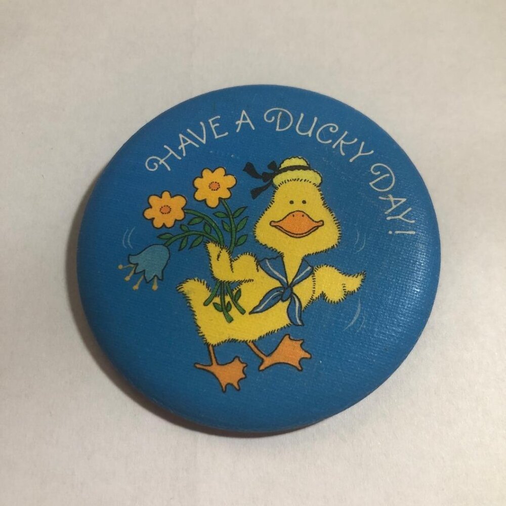 Vintage Hallmark Easter Spring Button Pin Have A Ducky Day Lapel Pin Brooch